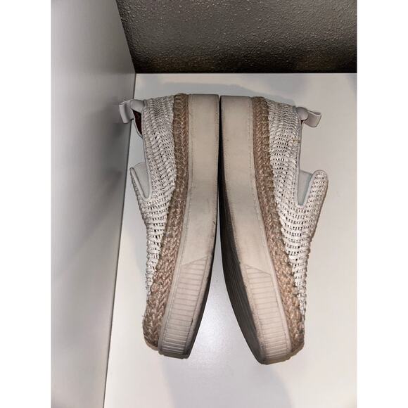 Franco Sarto Homer 2 White Leather Woven Platform Espadrille Sneakers / Loafers - Picture 4 of 12